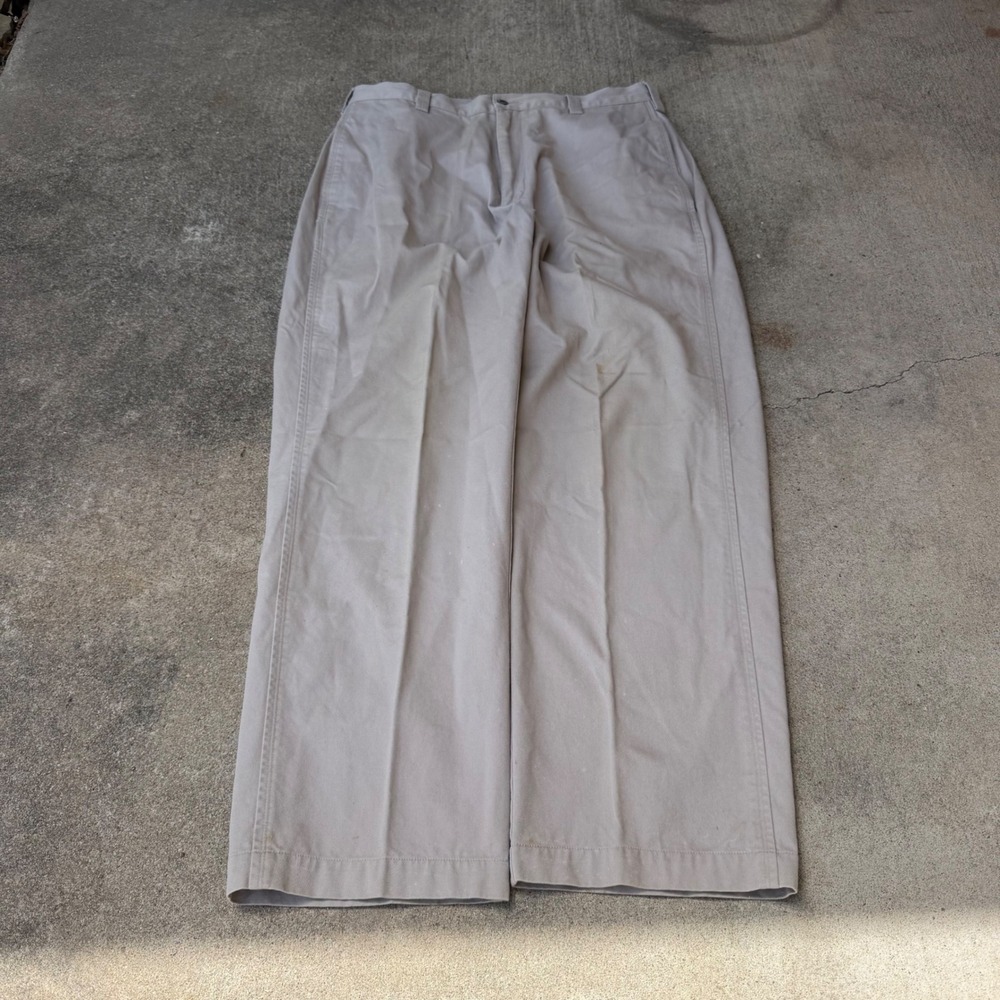 Perry Ellis America Mens Khaki Chino Pants 34x32 Tan Cotton Straight Leg Casual